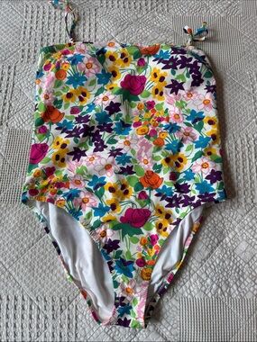 J. Crew Floral One-Piece Swimsuit in White, Pink, Yellow, Blue, Purple, Green